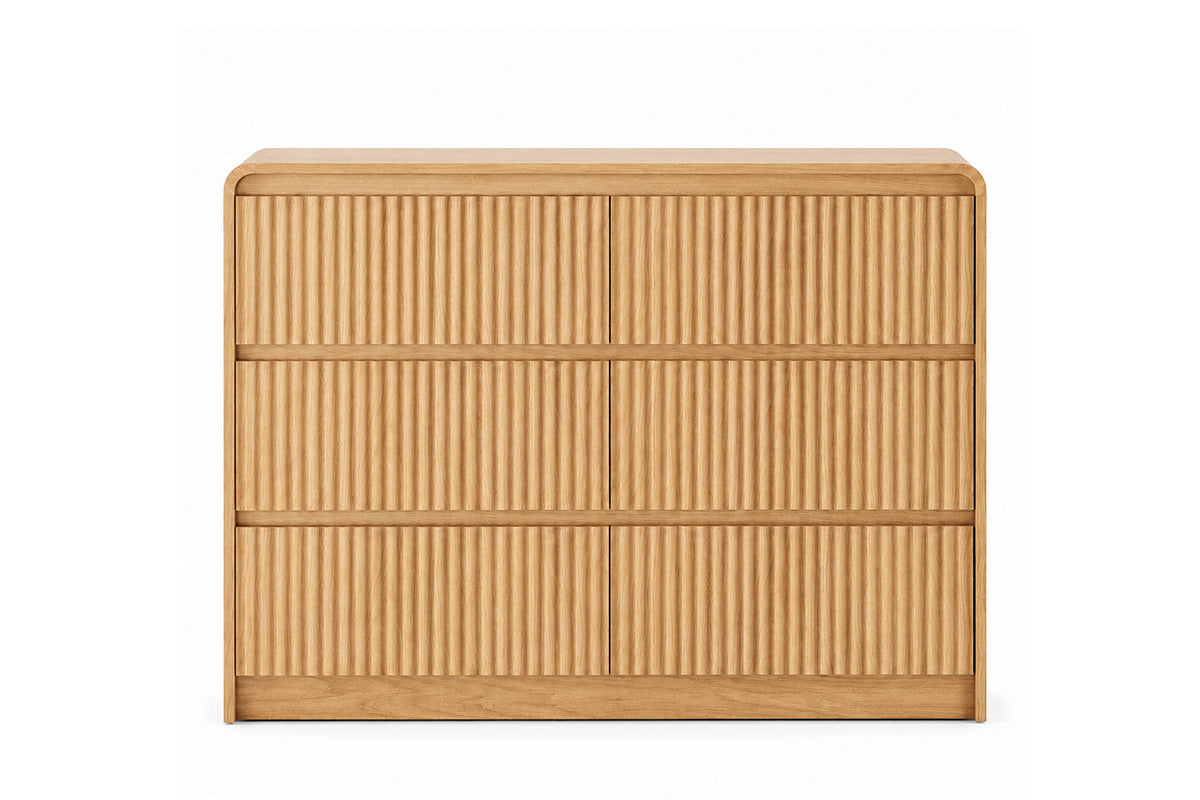 Claiks Avelia Fluted Wood Dresser with Curved Anti-Collision Design
