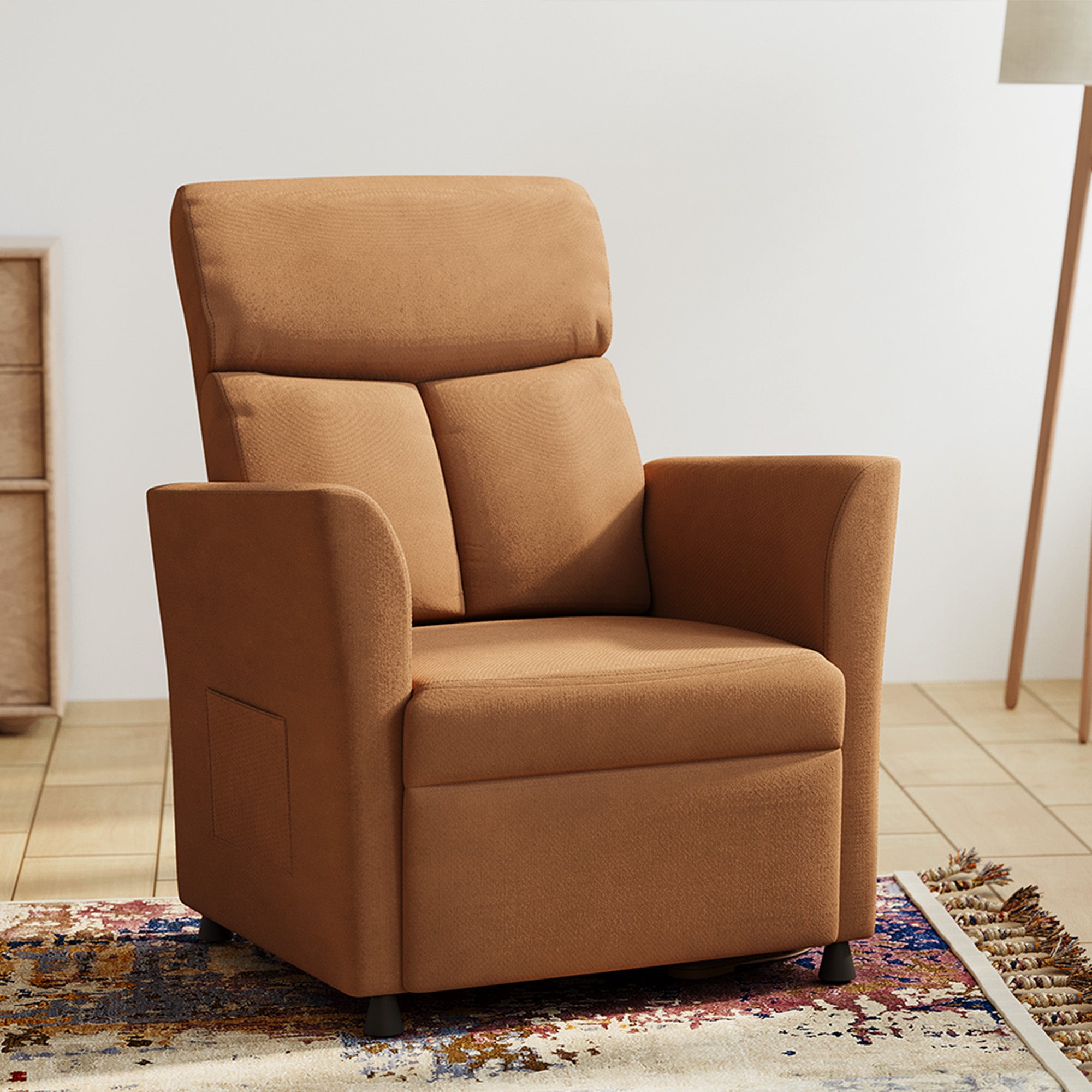 Claiks Power Recliner Chair for Adults, Adjustable Reclining Chair, Comfortable Recliner Couch with Side Pockets&Wire Remote Control, for Living Room, Home Theater, Bedroom, Linen Fabric