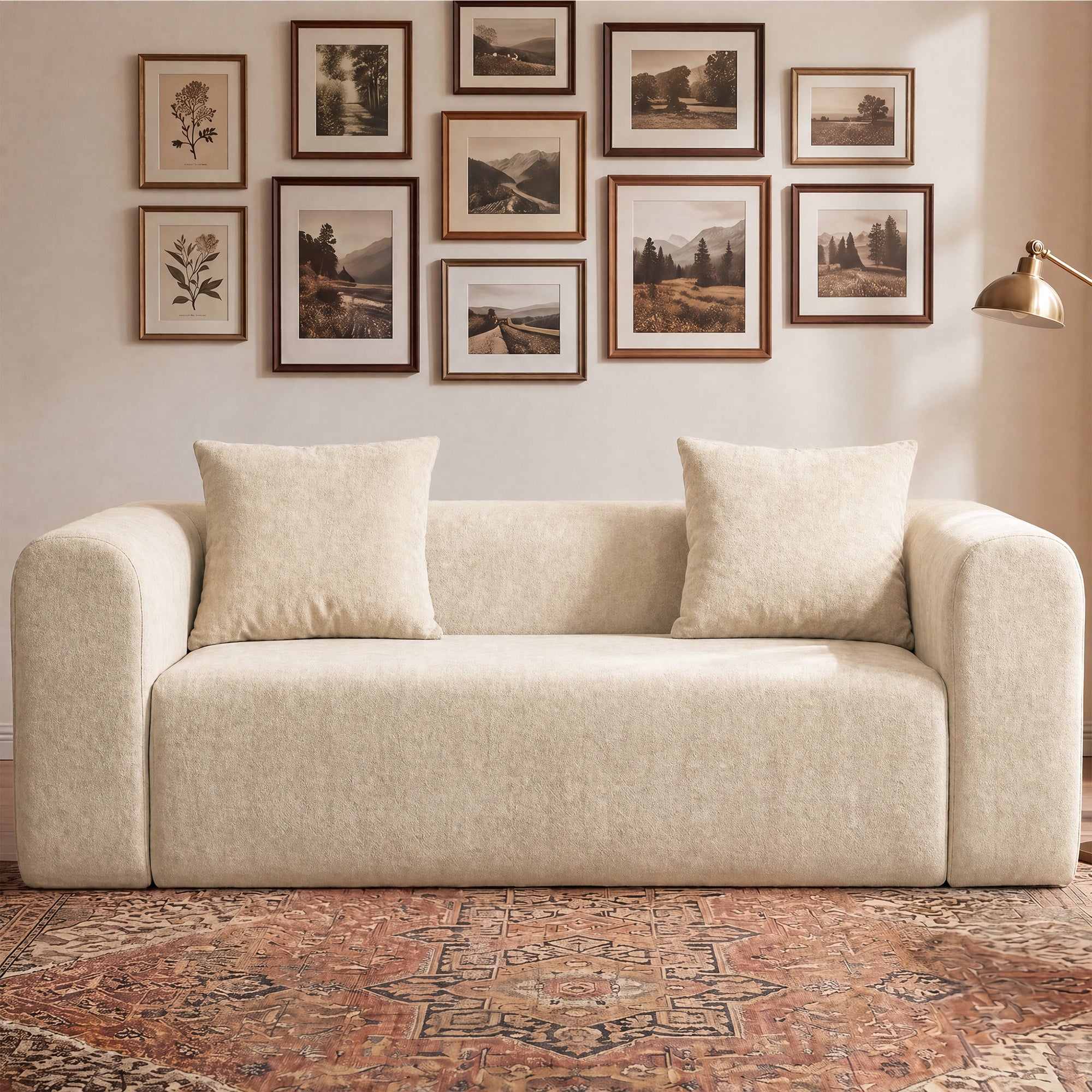 Claiks Pebble Boneless Couch, 71" Loveseat Modular Sectional Sofa, Deep Seat Couches for Living Room, Soft Knitted Fabric for Apartment Bedroom, No Assembly Required, Beige