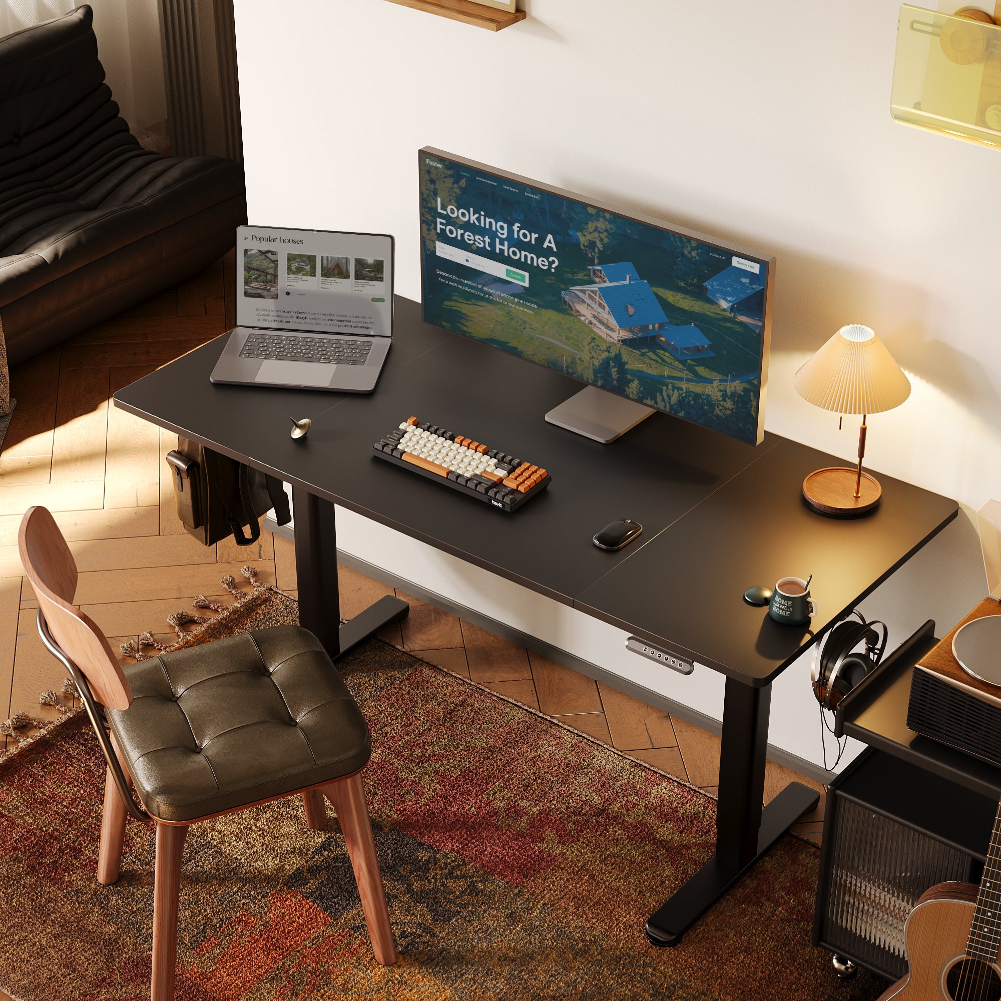 Innovar Electric Standing Desk, Adjustable Height Stand up Desks, 48 x 24 Inches Sit Stand up Desk for Home Office Computing, 3-Preset Memory Height Ergonomic Rising Desks, Black
