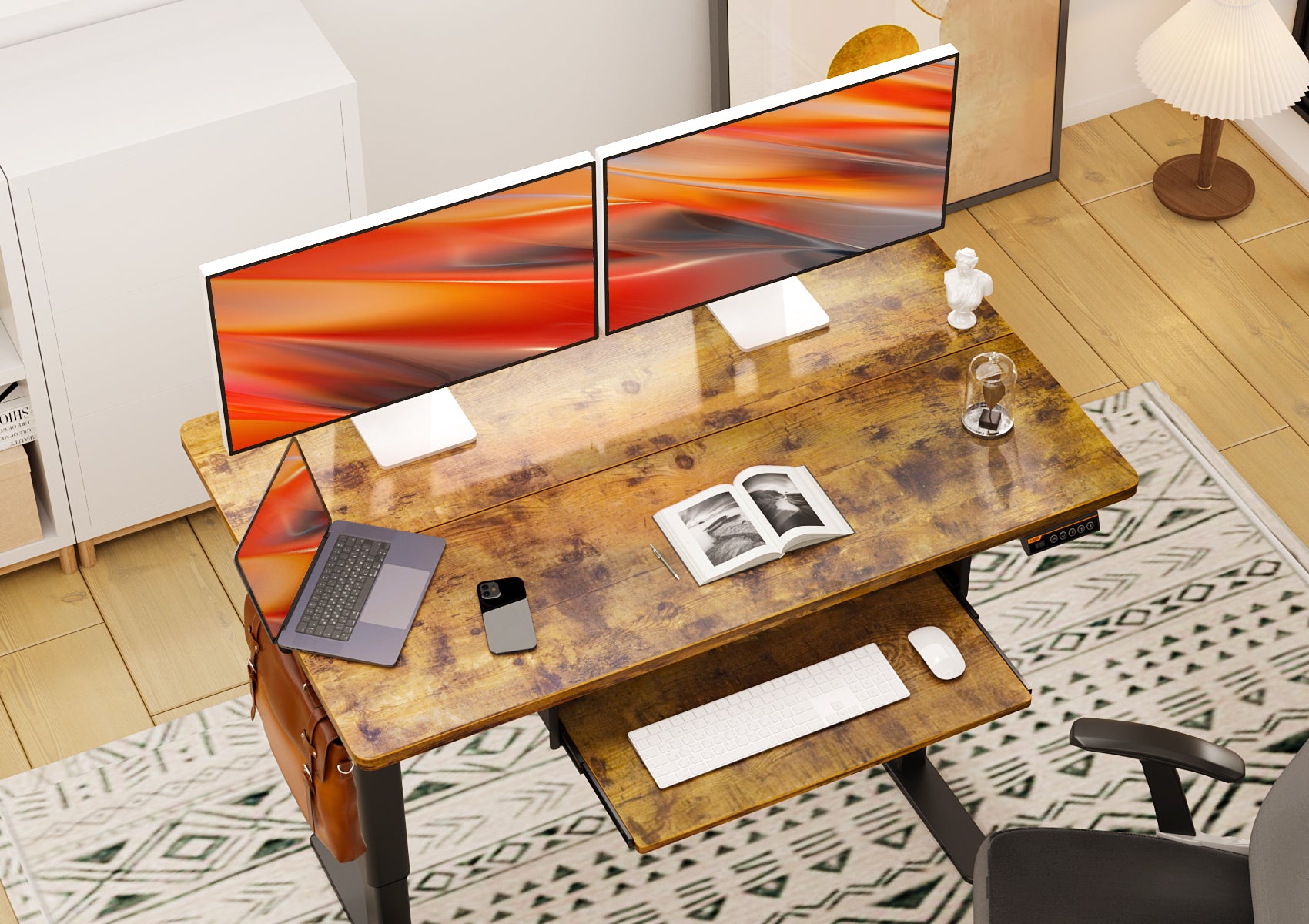 Claiks Standing Desk with Keyboard Tray, Electric Standing Desk Adjustable Height, 48x24 Inches Sit Stand up Desks with Splice Board, Raising Desks for Home Office, Natural