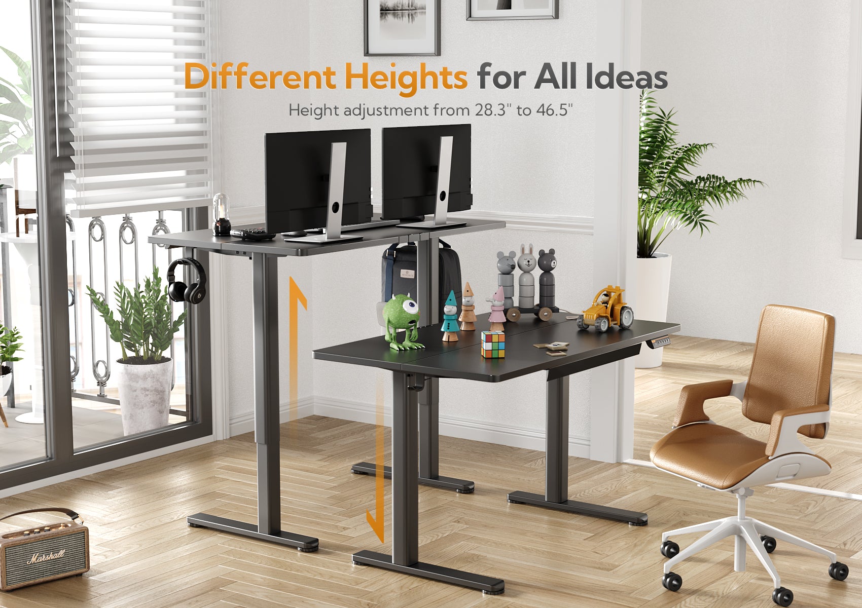 Claiks Standing Desk with Drawers, 48 x 24 Inches Electric Standing Desk Adjustable Height, Sit Stand Up Desks Computer Workstation, Rustic Brown