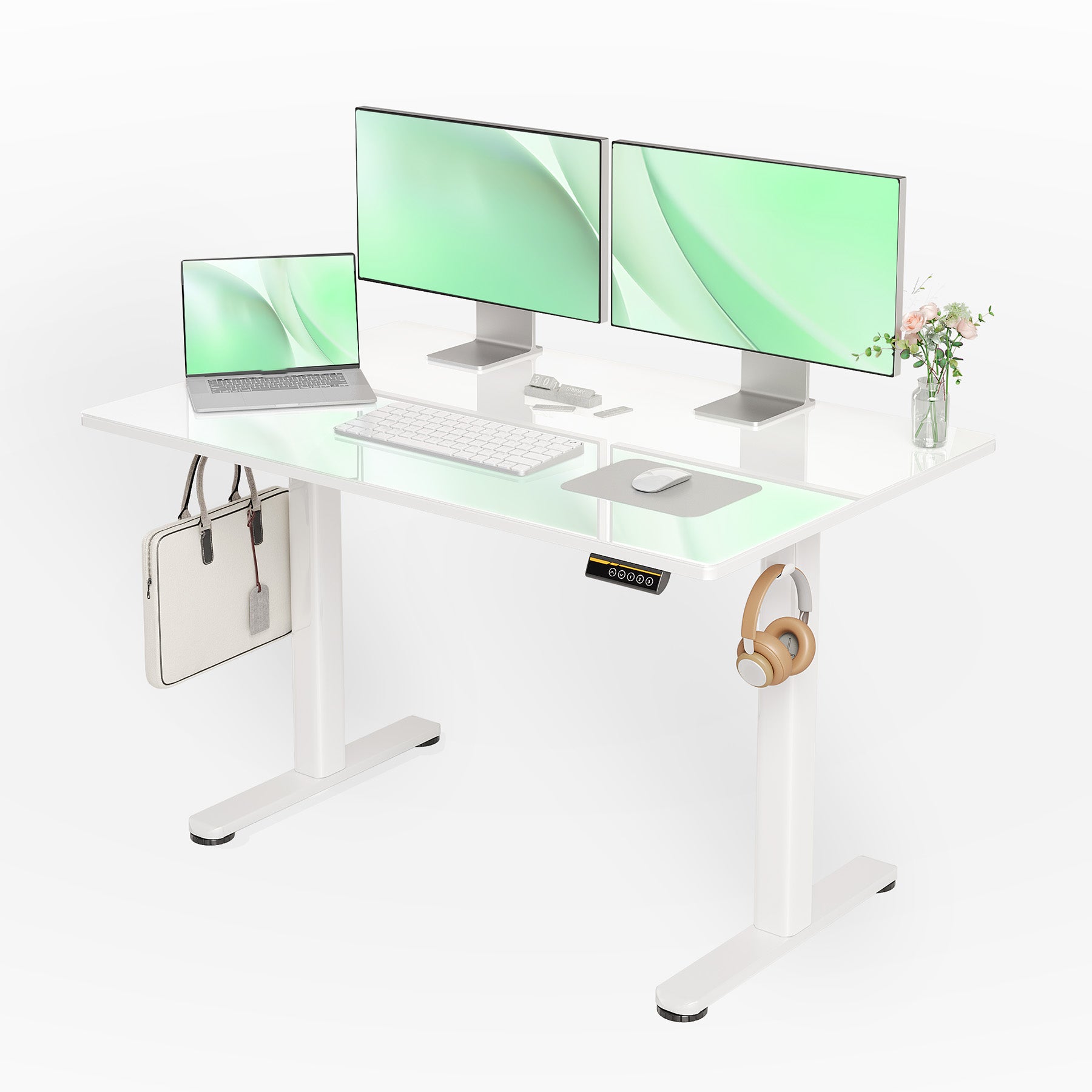 Claiks Height Adjustable Glass Standing Desk, Quick Setup