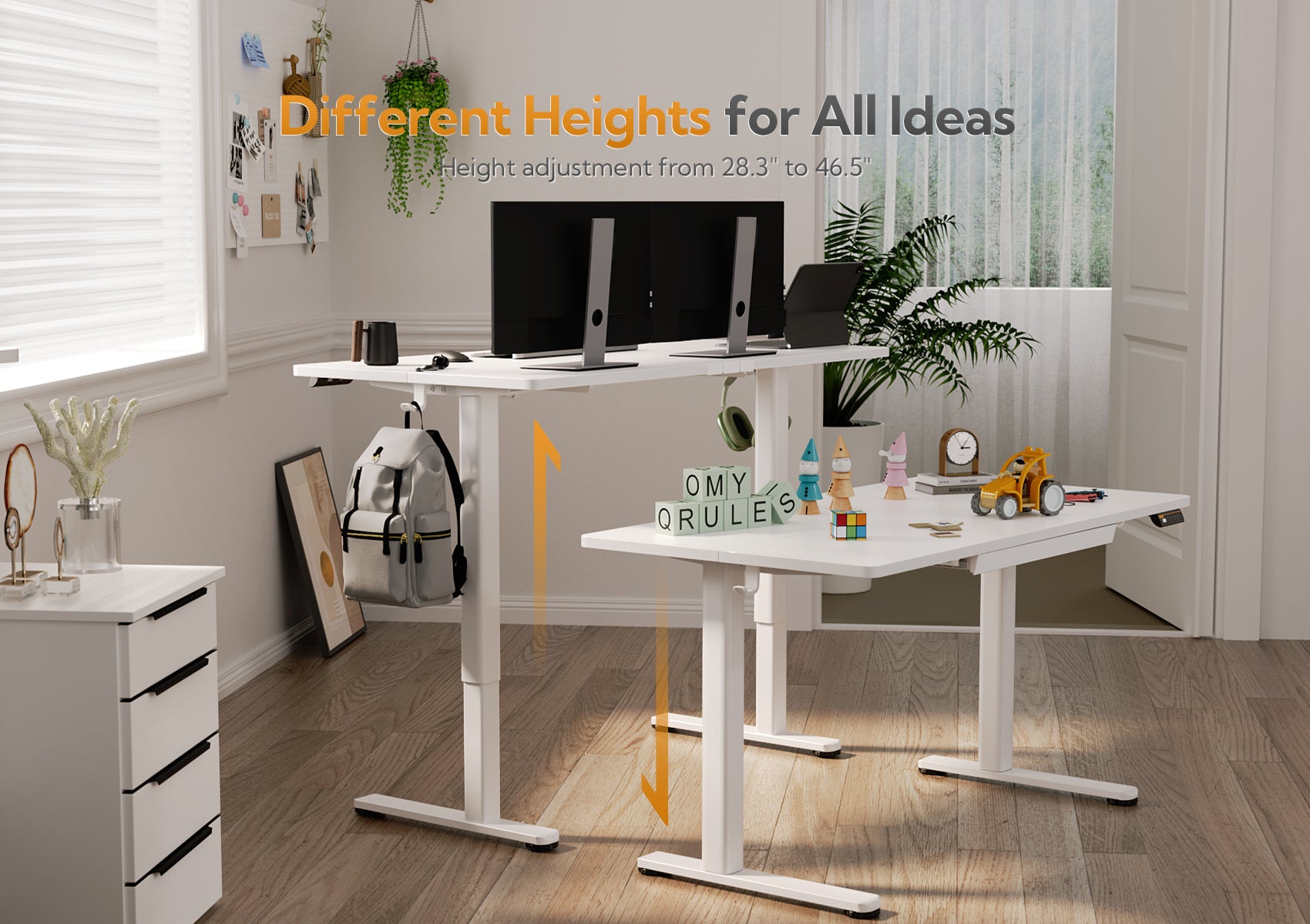Claiks Standing Desk with Drawers, 48 x 24 Inches Electric Standing Desk Adjustable Height, Sit Stand Up Desks Computer Workstation, Rustic Brown