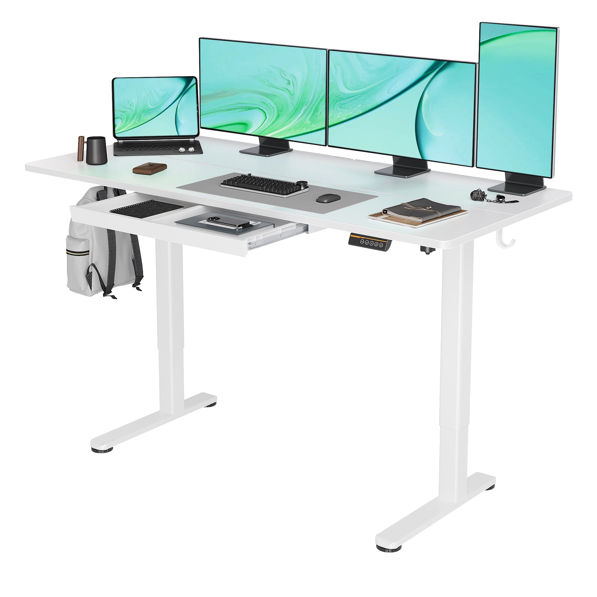 Claiks Standing Desk with Drawers, 48 x 24 Inches Electric Standing Desk Adjustable Height, Sit Stand Up Desks Computer Workstation, Rustic Brown