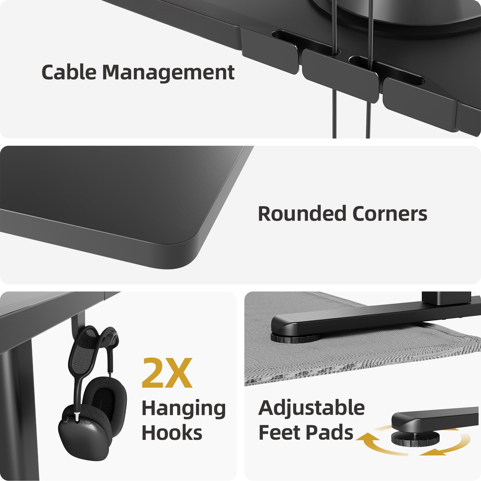 Innovar Electric Standing Desk, Adjustable Height Stand up Desks, 48 x 24 Inches Sit Stand up Desk for Home Office Computing, 3-Preset Memory Height Ergonomic Rising Desks, Black