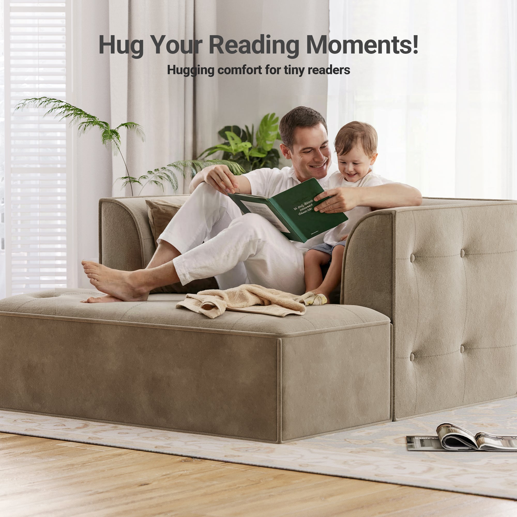 Claiks 68" Oversized Chaise Lounge Chair Indoor, Corduroy Upholstered Boneless Sofa Bed, Deep Seat Sleeper Couch with Pillows and Armrest, Cloud Sofas Reading Chair for Living Room, Beige
