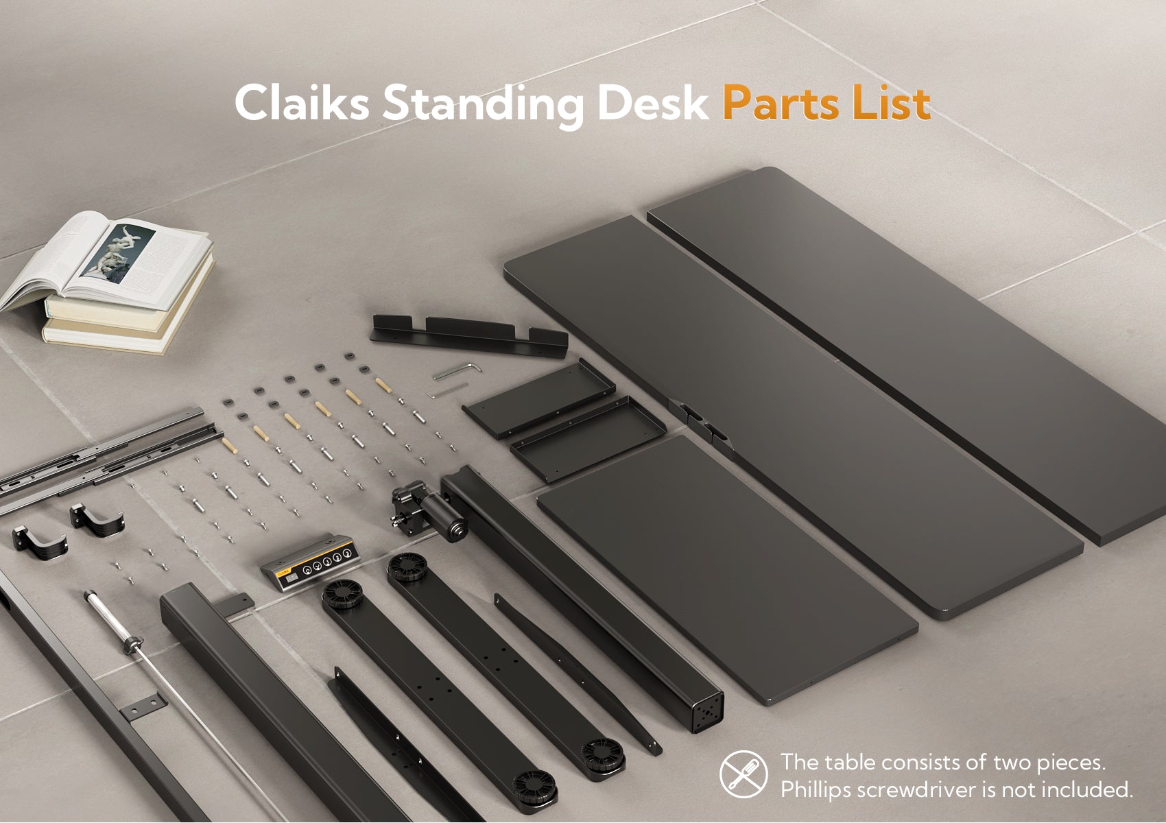 Claiks Standing Desk with Keyboard Tray, Electric Standing Desk Adjustable Height, 48x24 Inches Sit Stand up Desks with Splice Board, Raising Desks for Home Office, Natural