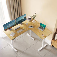 Bamboo 63-Inch L Shaped Corner Height Adjustable Standing Desk-E3-ZM