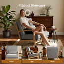 Claiks Mid-Century Modern Accent Chair, Living Room Armchair with Solid Wood Frame & Lumbar Pillow, Comfy Upholstered Lounge Chair for Bedroom, Office, Corduroy, Beige