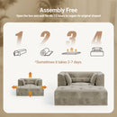 Claiks 68" Oversized Chaise Lounge Chair Indoor, Corduroy Upholstered Boneless Sofa Bed, Deep Seat Sleeper Couch with Pillows and Armrest, Cloud Sofas Reading Chair for Living Room, Beige