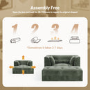 Claiks 62" Chaise Lounge Chair Indoor,Oversized Chaise Lounge for Living Room, Upholstered Boneless Chair Bed with Ottoman, Armrest and Pillows, Lounge Chair Indoor Cloud Couch, Green