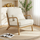 Claiks Mid-Century Modern Accent Chair, Living Room Armchair with Solid Wood Frame & Lumbar Pillow, Comfy Upholstered Lounge Chair for Bedroom, Office, Corduroy, Beige