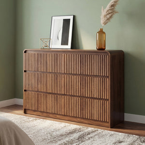 Claiks Avelia Fluted Wood Dresser with Curved Anti-Collision Design