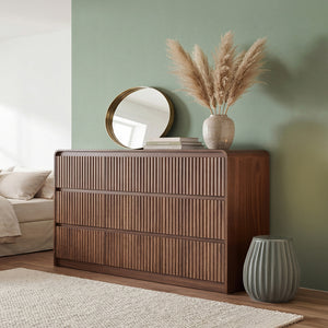 Claiks Avelia Fluted Wood Dresser with Curved Anti-Collision Design