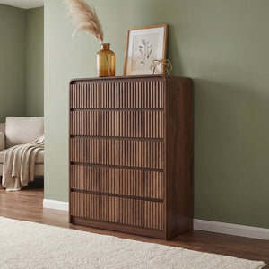 Claiks Avelia Fluted Wood Dresser with Curved Anti-Collision Design