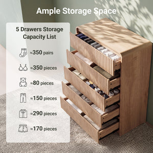 Claiks Avelia Fluted Wood Dresser with Curved Anti-Collision Design