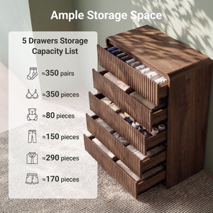 Claiks Avelia Fluted Wood Dresser with Curved Anti-Collision Design