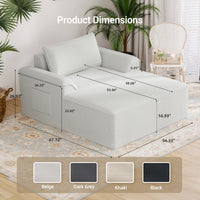 Claiks 68" Oversized Chaise Lounge Chair Indoor, Corduroy Upholstered Boneless Sofa Bed, Deep Seat Sleeper Couch with Pillows and Armrest, Cloud Sofas Reading Chair for Living Room, Beige