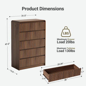 Claiks Avelia Fluted Wood Dresser with Curved Anti-Collision Design