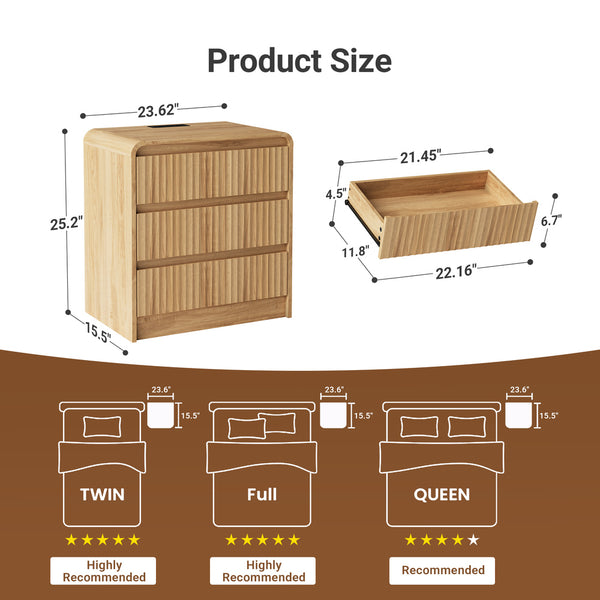 Claiks Arlo 3-Drawer Nightstands