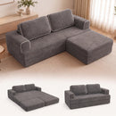 Claiks Futon Sofa Bed, Boneless L-Shaped Floor Couch with Ottoman, Darkgrey | Sleeper Sofa Bed with Movable Ottoman and 2 Pillows, Sectional Love Seat Couches for Living Room, No Assembly