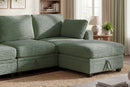 Claiks 118" Sectional Sleeper Sofa with Pull Out Bed U Shaped 7 Seat Sectional Couches for Living Room with Hidden Storage Skin Friendly Breathable Corduroy Fabric Sofa Bed for Apartment Office, Green