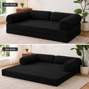 Claiks 75" Convertible Sofa Bed, Corduroy Futon Couch Pull Out Bed, No Assembly Boneless Couches for Living Room Bedroom Apartment, Black