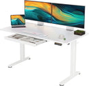 Standing Desk with Drawers, 55 x 24 Inch Electric Adjustable Height Stand Up Desk, Sit Stand Computer Desk for Home Office, White