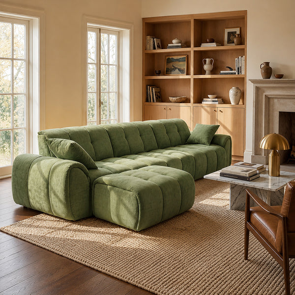 Claikis Elara 4‑Seat Cut-Pile Sectional Sofa