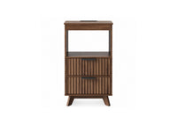 Claiks Avelia Fluted Wood Nightstand with Built-in Charging Station