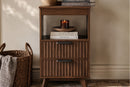 Claiks Avelia Fluted Wood Nightstand with Built-in Charging Station