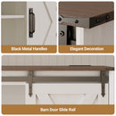 Claiks Farmhouse TV Stand for TV up to 70 inch, Modern Entertainment Center with Sliding Barn Doors and Storage Cabinets, Rustic Media TV Console Table with Adjustable Shelve for Living Room, Brown