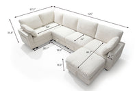 Claiks 118" Sectional Sleeper Sofa with Pull Out Bed U Shaped 7 Seat Sectional Couches for Living Room with Hidden Storage Skin Friendly Breathable Corduroy Fabric Sofa Bed for Apartment Office, Green