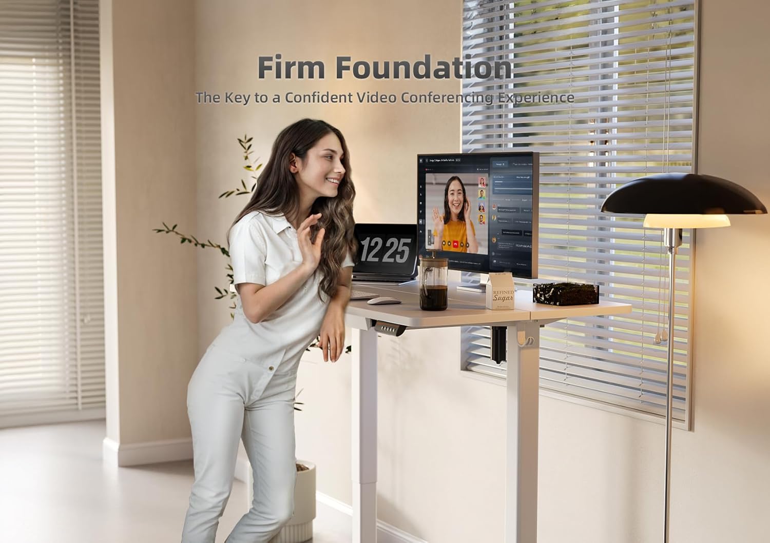 Standing Desk with Drawers, 55 x 24 Inch Electric Adjustable Height Stand Up Desk, Sit Stand Computer Desk for Home Office, White
