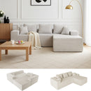Claiks Boneless Couch, Cloud Couch Sectional, L-Shape Corduroy Modular Sectional Sofa Deep Seat, Upholstered Couches for Living Room, No Assembly Required, Black, Right Facing Chaise