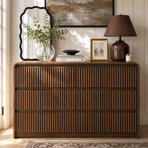 Claiks Avelia Fluted Wood Dresser with Curved Anti-Collision Design