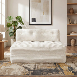Claiks Chair Bed Single Sofa Bed with Pillow, Corduroy,  Soft corduroy fabric, ideal for guest rooms and small spaces, supportive shredded foam, folds into a comfy chair or bed