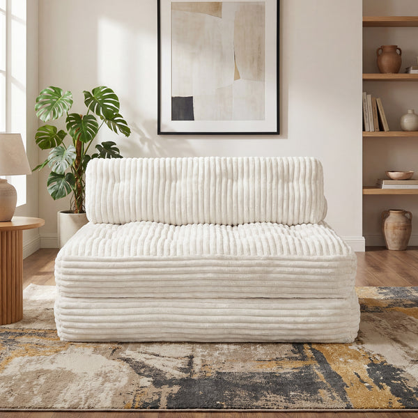 Claiks Chair Bed Single Sofa Bed with Pillow, Corduroy,  Soft corduroy fabric, ideal for guest rooms and small spaces, supportive shredded foam, folds into a comfy chair or bed