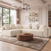 Claiks Pebble Boneless Couch, 71" Loveseat Modular Sectional Sofa, Deep Seat Couches for Living Room, Soft Knitted Fabric for Apartment Bedroom, No Assembly Required, Beige
