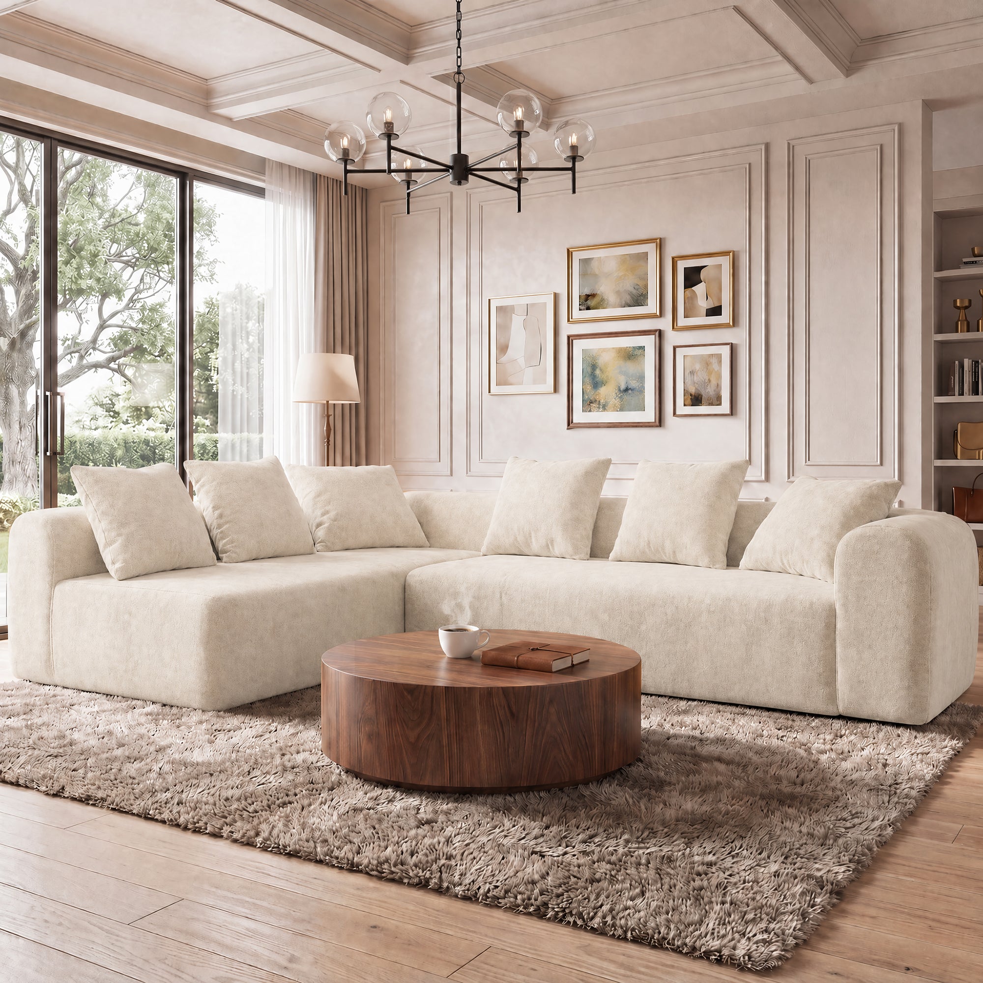 Claiks Pebble Boneless Couch, 71" Loveseat Modular Sectional Sofa, Deep Seat Couches for Living Room, Soft Knitted Fabric for Apartment Bedroom, No Assembly Required, Beige