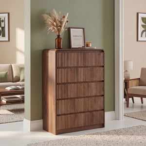 Claiks Avelia Fluted Wood Dresser with Curved Anti-Collision Design
