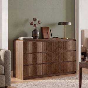 Claiks Avelia Fluted Wood Dresser with Curved Anti-Collision Design