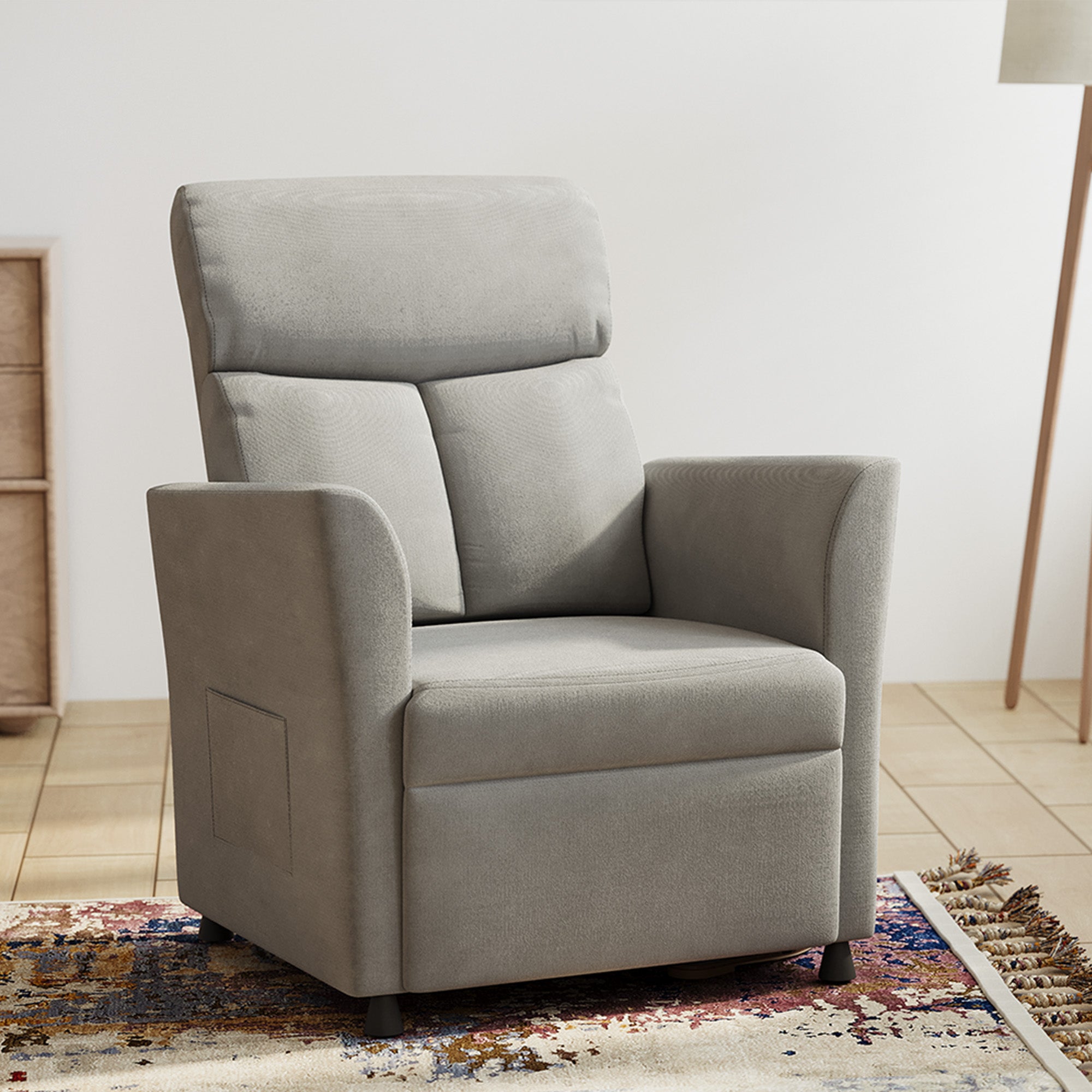 Claiks Power Recliner Chair for Adults, Adjustable Reclining Chair, Comfortable Recliner Couch with Side Pockets&Wire Remote Control, for Living Room, Home Theater, Bedroom, Linen Fabric