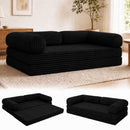Claiks 75" Convertible Sofa Bed, Corduroy Futon Couch Pull Out Bed, No Assembly Boneless Couches for Living Room Bedroom Apartment, Black