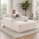 Claiks 63" Chaise Lounge Chair, Cloud Boneless Sofa, Beige | Oversized corduroy deep seat sleeper chair. reading chair. No assembly. Ideal for living room, bedroom, or apartment