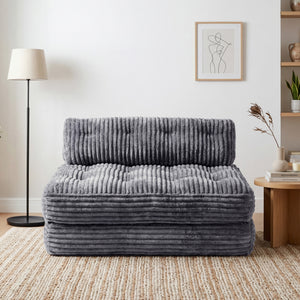 Claiks Chair Bed Single Sofa Bed with Pillow, Corduroy,  Soft corduroy fabric, ideal for guest rooms and small spaces, supportive shredded foam, folds into a comfy chair or bed