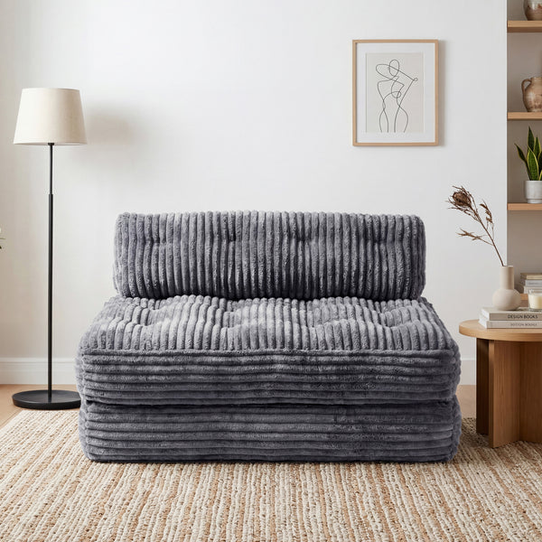 Claiks Chair Bed Single Sofa Bed with Pillow, Corduroy,  Soft corduroy fabric, ideal for guest rooms and small spaces, supportive shredded foam, folds into a comfy chair or bed