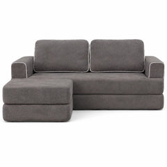 Claiks Folding Sofa Bed 180cm, 2 Seater Modular L-Shaped Chenille Sofa | 3-in-1 Convertible Design, Movable Ottoman, L-Shaped Modular Layout, Deep Seat, Small Space Solution