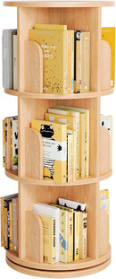 60° Spinning Bookcase Tower, Space-Saving Vertical Book Storage Organizer with Sturdy Construction for Home & Office, Nature